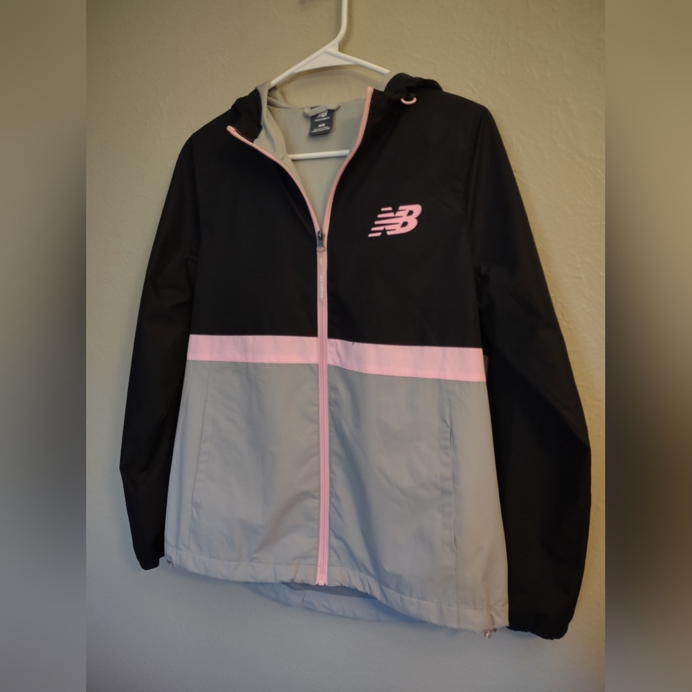 New Balance Hooded Fully Lined Color Block Windbreaker Jacket Size Medium - Picture 4 of 16